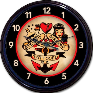Sailor Tattoo Wanduhr: Navy Anker Motiv, Militär Geschenk