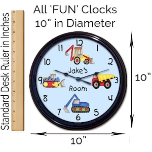 Personalized Boys Gift Name Clock, Nursery Wall Clock, Truck Nursery Decor, Tractor Clock, 1st Birthday Gift Boy, Monster Truck Decor image 4
