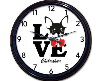 Personalized Pet Clock, Chihuahua Wall Clock, Dog Lover Gift, Chihuahua Decor, Personalized Dog Clock, Home Decor, Pet Lover Gift, Timepiece