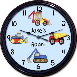 Personalized Boys Gift - Name Clock, Nursery Wall Clock, Truck Nursery Decor, Tractor Clock, 1st Birthday Gift Boy, Monster Truck Decor