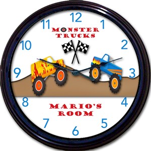 Personalized Boys Gift Name Clock, Nursery Wall Clock, Truck Nursery Decor, Tractor Clock, 1st Birthday Gift Boy, Monster Truck Decor image 10