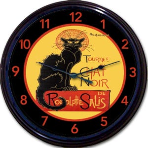 Chat Noir Clock - Chat Noir Gift -  Artist Gift, Chat Noir Poster, French Art Decor, Artwork Clock, Black Cat Decor, Art Nouveau Decor