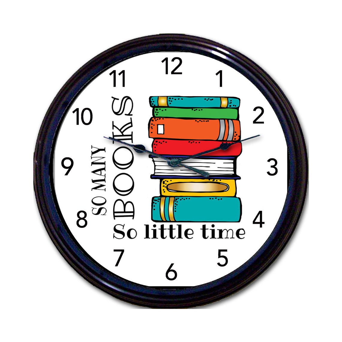 Book Clock So Many Books Wall Clock Bookworm Library Etsy