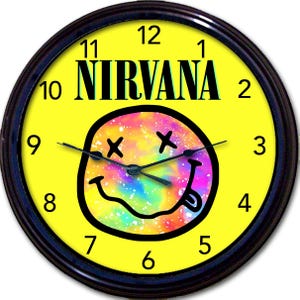 Kurt Cobain Nirvana Wall Clock, Birthday Gift Idea for Nirvana Fan, Unique Grunge Aesthetic Room Decor, Alternative Rock & Roll Wall Clock