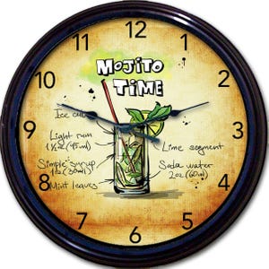 Mojito Clock, Home Bar Decor, Wall Clock, Cocktail Decor, Bar Clock, Bar Sign, Liquor Gifts, Wall Art, Cocktail Hour, House Gift, Happy Hour