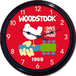 Woodstock 1969 Festival Wall Clock: Hippie Music Room Decor