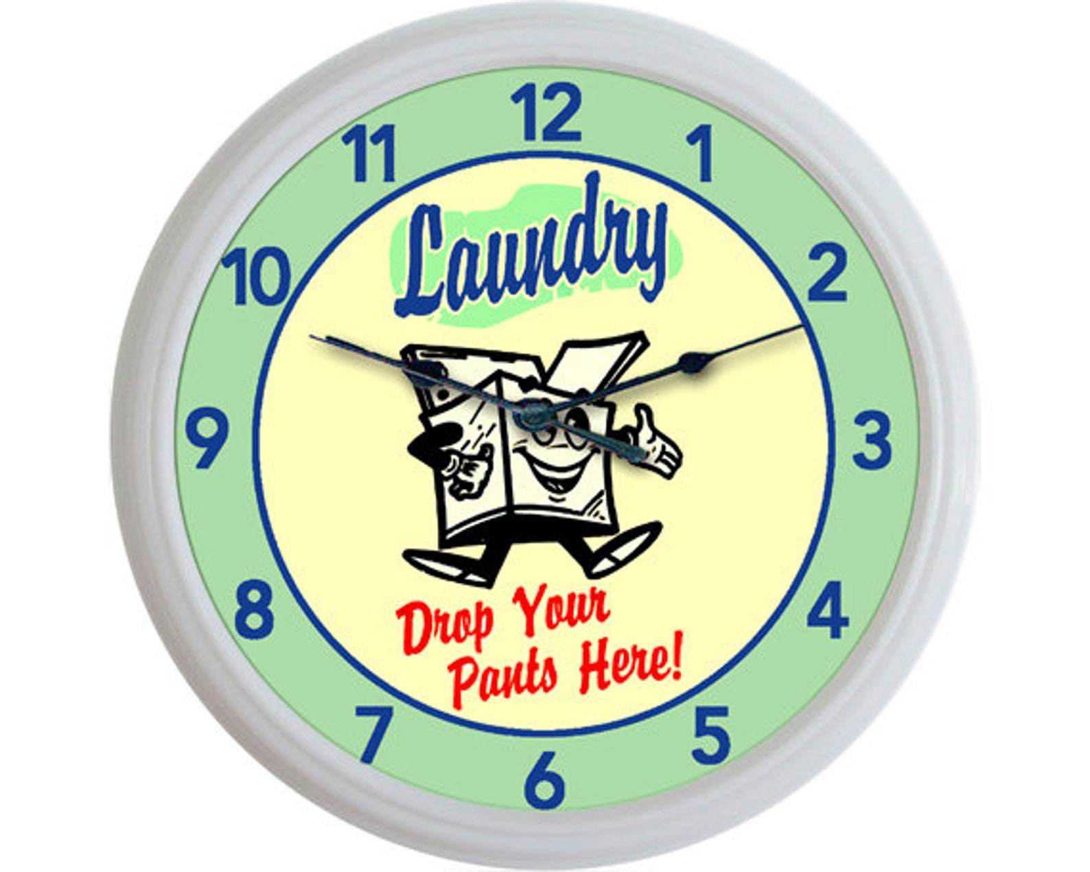 Retro Laundry Room Wall Clock: 