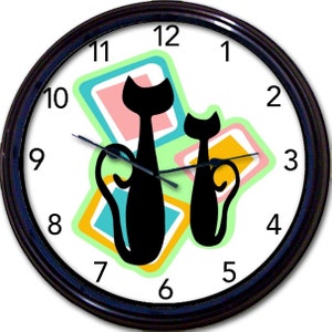 Retro Cat Wall Clock, Atomic Cat 50s Decor, Mid Century Style, Living Room Decor, 1950s Vintage Style, Cool Cats, Gift under 50 image 10