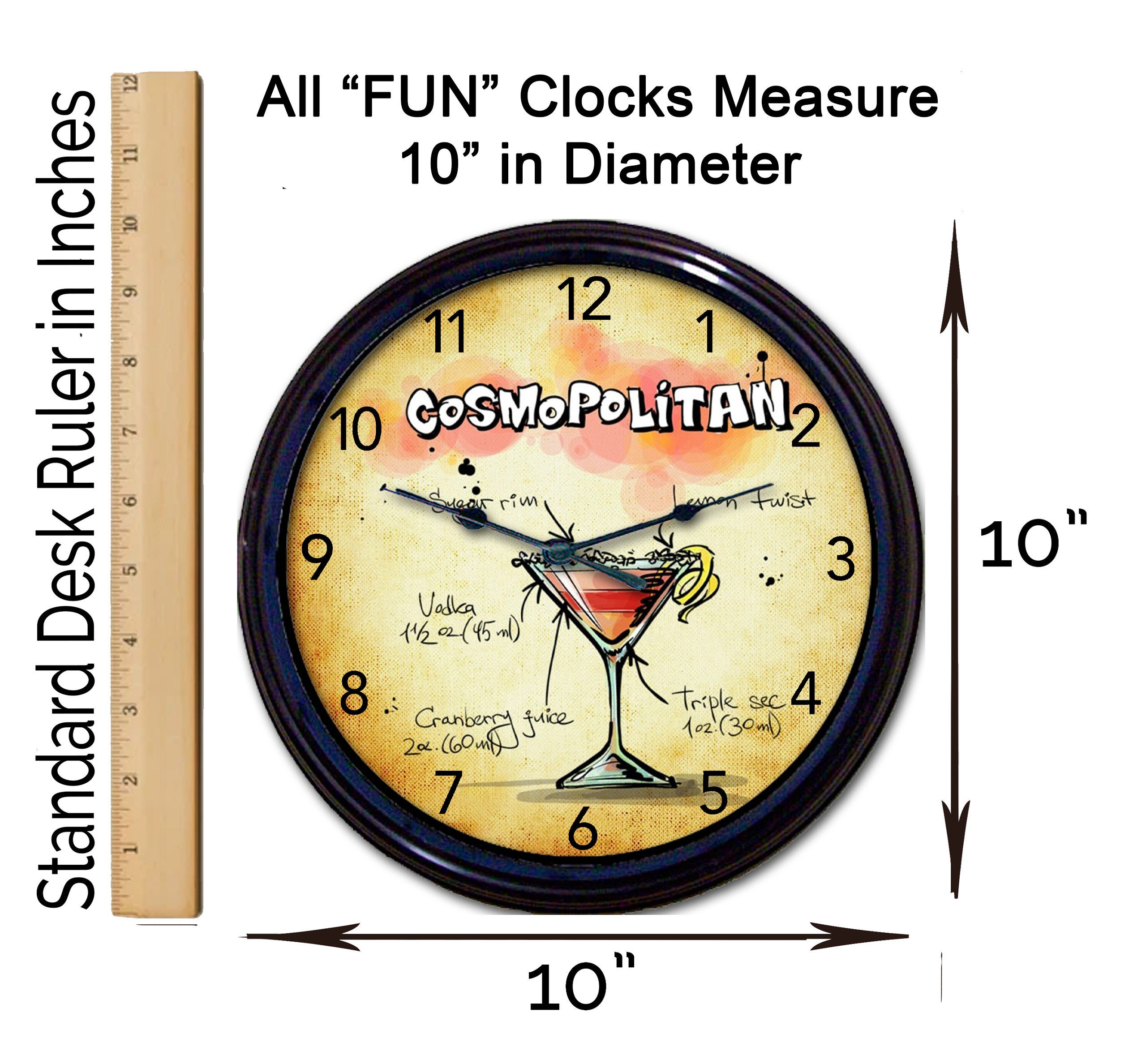 Cosmopolitan Clock Home Bar Décor Bar Clock Cocktail Etsy