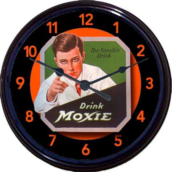 Moxie Wall Clock - Moxie Man, Soda Pop, Carbonated Beverage, Soft Drink, Home Wall Decor, Moxie Fans, Unique Gift, Fun Clock