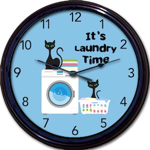 Retro Laundry Room Clock - Atomic Cat Wall Clock, Retro 50&#39;s Vintage Style, Mid Century Laundry Room Decor, Unique Mother&#39;s Day Gift