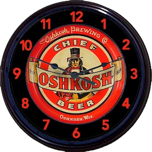 Oshkosh Beer Clock: Retro Style Man Cave Decor
