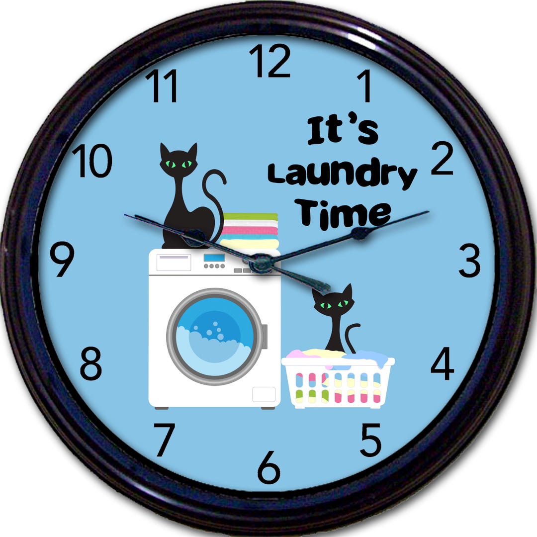 Laundry Room Clock - Atomic Cat Wall Clock Retro 50's Vintage Style ...