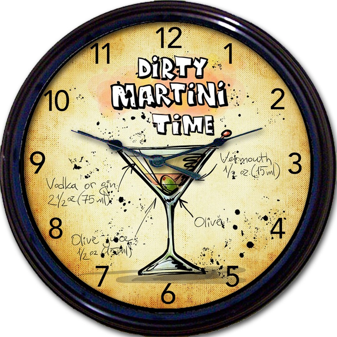 Martini Clock Home Bar Décor Bar Clock Cocktail Decor Etsy