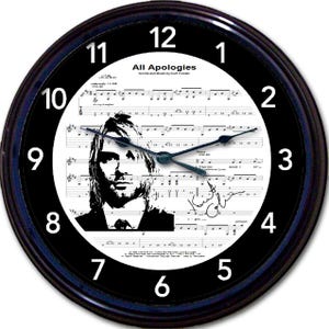 Kurt Cobain &#39;All Apologies&#39; Sheet Music Wall Clock - Nirvana Grunge Decor