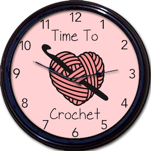 Crochet Wall Clock: Pink Craft Room Decor, Crochet Gift