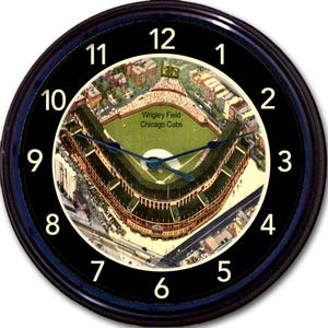 Wrigley Field Baseball Clock, Chicago Cubs Fan Gift, Man Cave Wall Décor, Boys Bedroom Clock for Sports Fan