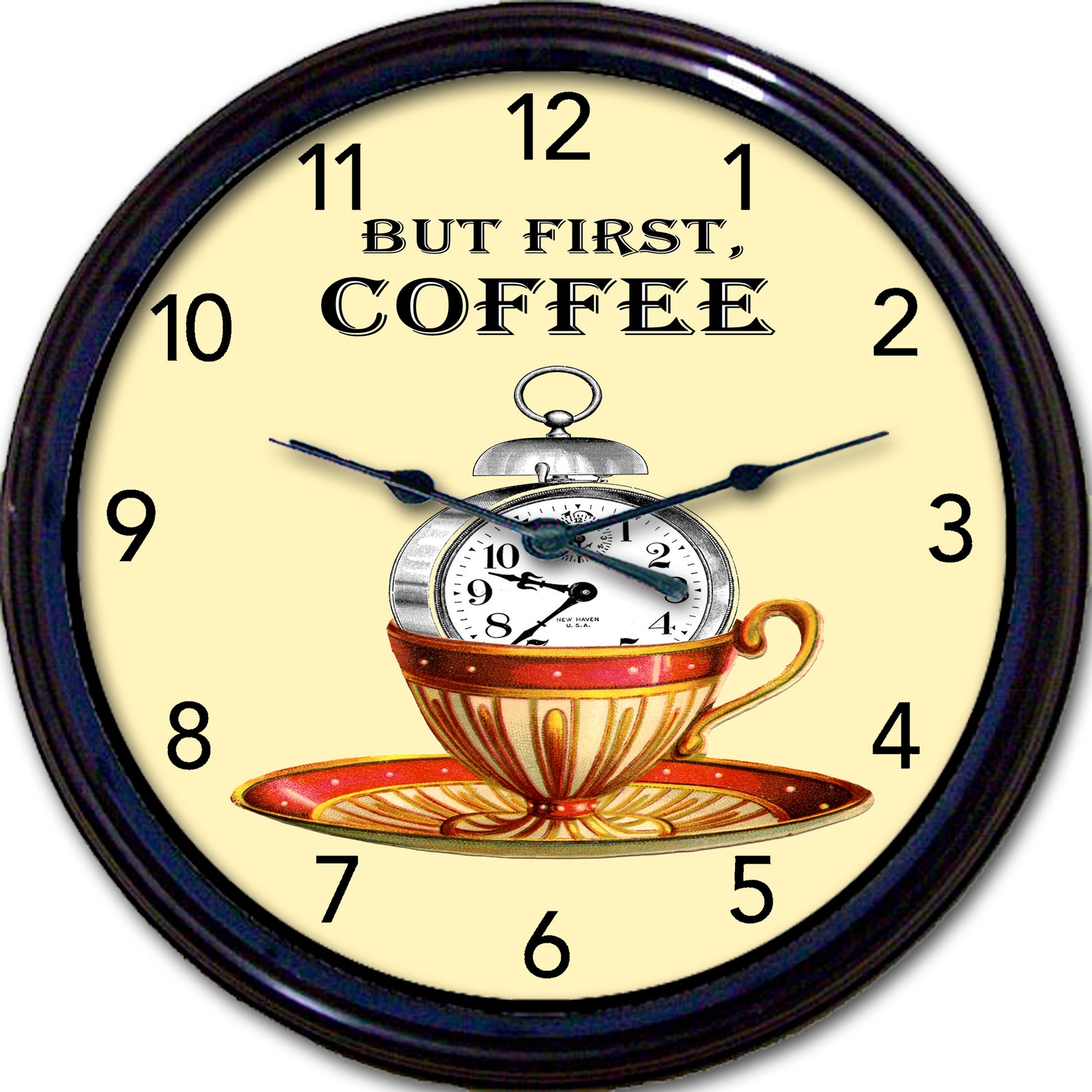 Coffee Coffee Mug Caffeine Wall Clock Kitchen Decor Etsy