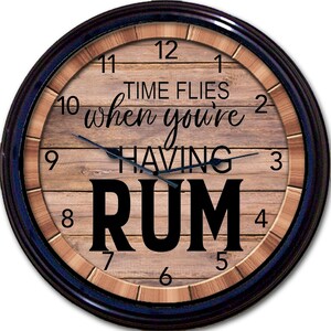 Retro Rum Bar Clock: &quot;Time Flies&quot; Party Decor