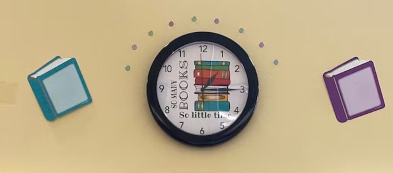 Library Clock - so Many Books so Little Time, Library Decor, Classroom ...