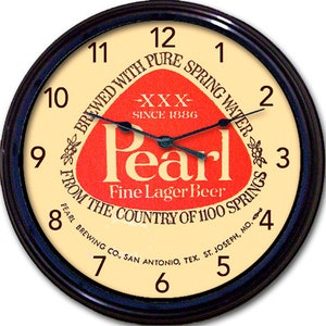 Pearl Beer Sign - Beer Lover Gift Idea, San Antonio Gift, Man Cave Clock, Beer Drinker Gift, Man Gifts, Office Clock, Retro Style Décor