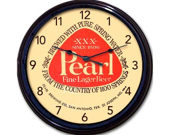 Pearl Beer Sign - Beer Lover Gift Idea, San Antonio Gift, Man Cave Clock, Beer Drinker Gift, Man Gifts, Office Clock, Retro Style Décor