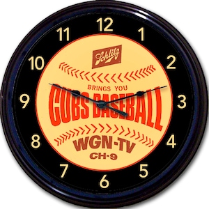 Reloj de cerveza Schlitz: regalo de los Chicago Cubs, regalos para fanáticos de los Cubs, regalos de béisbol, reloj para hombre, letrero para cueva de hombre, regalos deportivos para él, decoración de bar deportivo