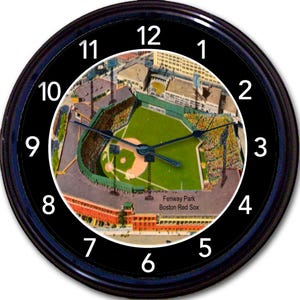 Fenway Park Baseball Clock, Boston Red Sox Fan Gift, Man Cave Wall Décor, Boys Bedroom Clock for Sports Fan