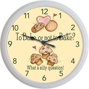 Bakers Wall Clock, Cottage Core, To Bake Or Not To Bake, Whimsical Design, Bakery-Themed Decor, Gift for Baker, Kitchen decor, Bakery Sign