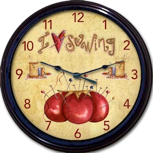 Seamstress Tailor Clock, Cottagecore Decor, Sewing Wall Décor, Sewing Needlecraft Room, Gift For Mom, Quilting Clock, Time To Sew, Fun Clock