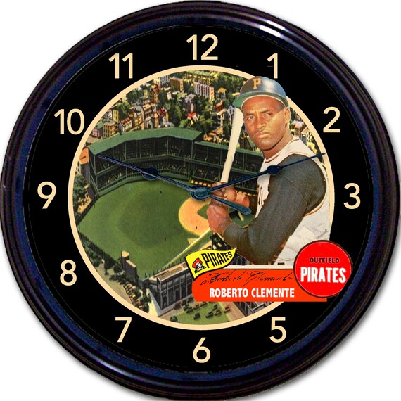 Baseball Clock Roberto Clemente Poster Clocks MLB Décor Etsy