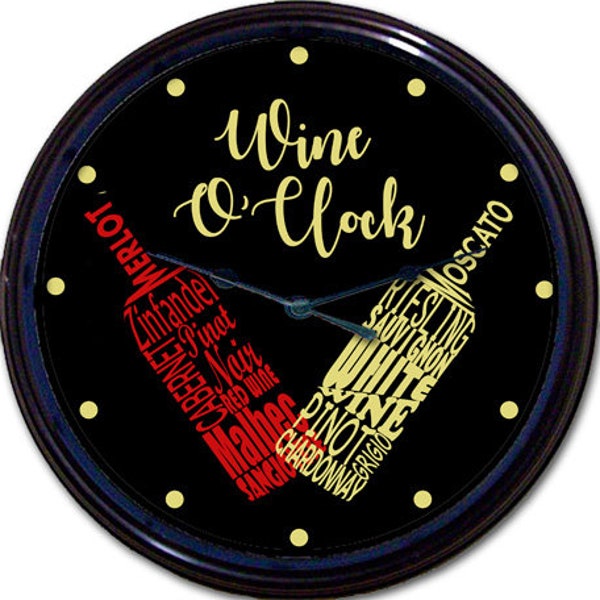 Wine Clock, Red Wine O'clock Wall Clock - Gift for Wine Lovers, Wine Bottles, Home Bar Decor, Gift For Him