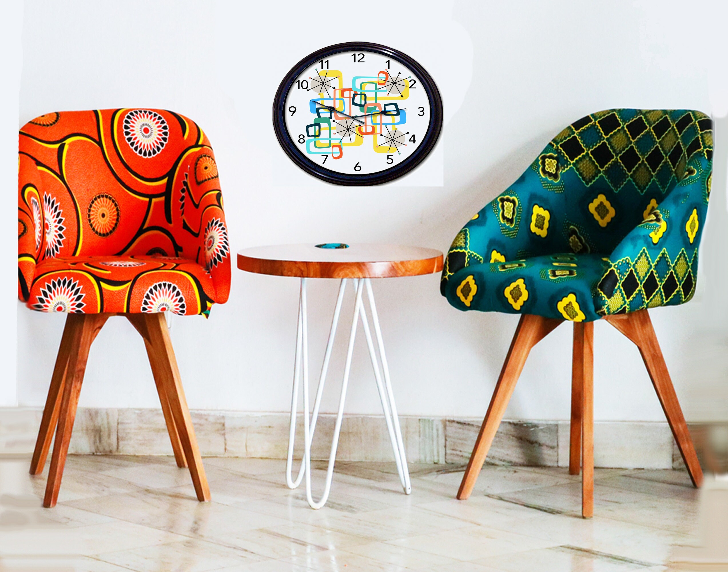 MODERNICA Mid-Century MODERN ウオールクロック 希少 ミッドセンチュリーモダンウォールクロック：幾何学的なレトロデザイン