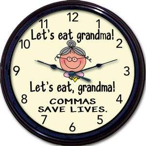 Teacher Wall Clock, School Décor, Teacher Gift, Classroom Décor, English Teacher, Commas Save Lives, Grandma Clock, School Clock