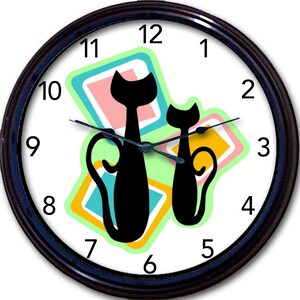 Retro Cat Wall Clock, Atomic Cat 50s Decor, Mid Century Style, Living Room Decor, 1950s Vintage Style, Cool Cats, Gift under 50 imagem 9