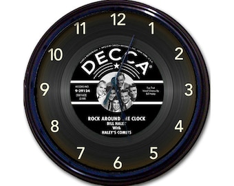 Vinyl Record Clock - Rock and Roll Décor, Rock Around The Clock, Music Lover Gift, Retro Music Décor, Decca Record, Music Vinyl, Bill Haley