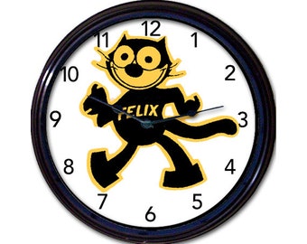 Felix The Cat Wall Clock, Housewarming  Gift, Black Cat Decor, Retro Cat Decor, Classic Decor, Unique Gift, Mid Century Modern