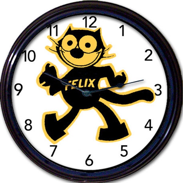 Felix The Cat Wall Clock, Housewarming  Gift, Black Cat Decor, Retro Cat Decor, Classic Decor, Unique Gift, Mid Century Modern