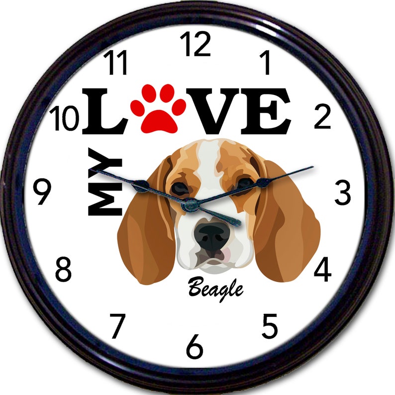 Beagle Dog Wall Clock Wall Decor Dog Decor Custom Clock Etsy