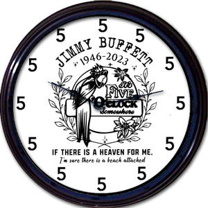 Tropische wandklok, Jimmy Buffett, muzikale legende, Margaritaville Spirit, woondecoratie, stranddecor, cadeau voor papegaaienkoppen, eilandgeest