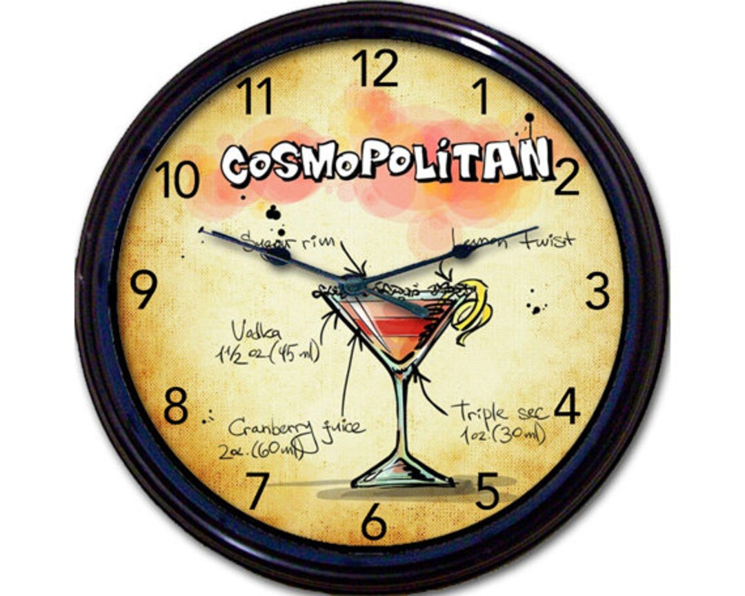 Cosmopolitan Clock Home Bar Décor Bar Clock Cocktail Etsy