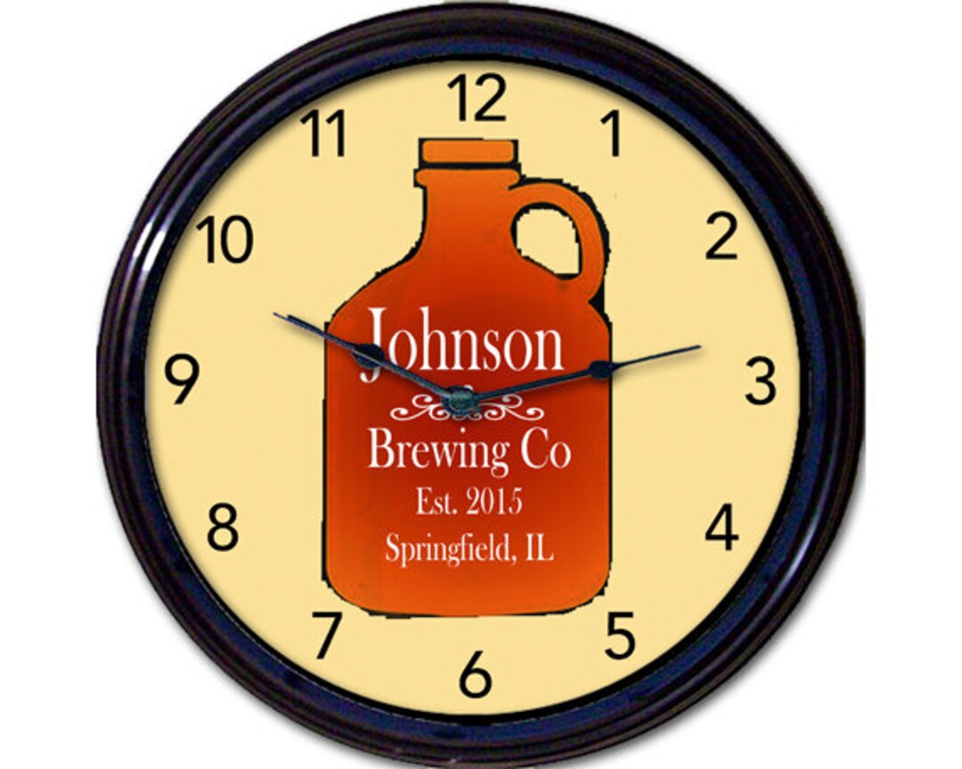 Beer Growler Wall Clock, Custom Personalized Clock, Home Brew