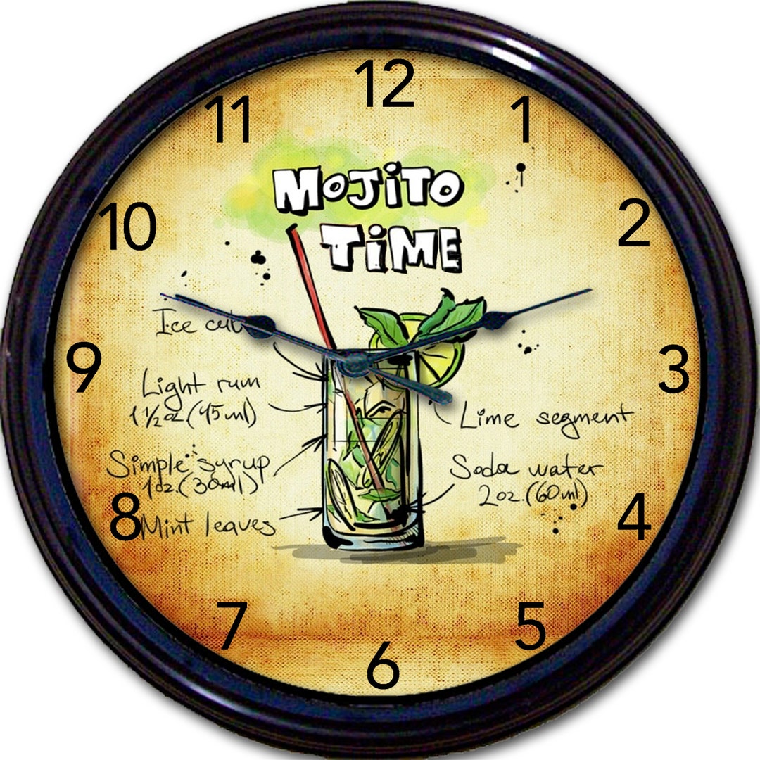 Mojito Clock Home Bar Decor Bar Clock Cocktail Decor Etsy