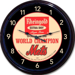 Rheingold Beer NY Mets World Champion Clock - 1969 Baseball Gift