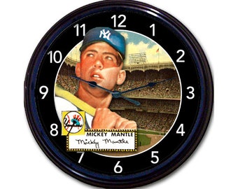 Baseball Clock - Mickey Mantle Poster Clock, MLB Décor, NY Yankees Sign, Baseball Gift, Sports Lover Gift, Man Gifts, Sports Wall Décor