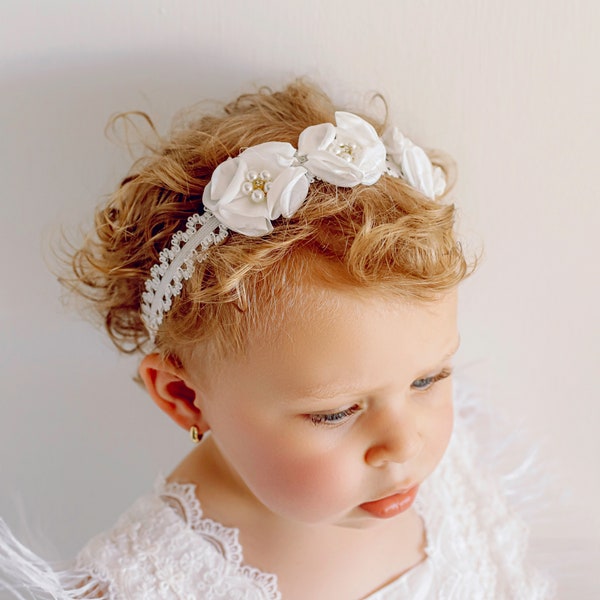 baptism white pearls headband,baby girl white hair accessories,handmade baby props,photography,shanellecoutureco,