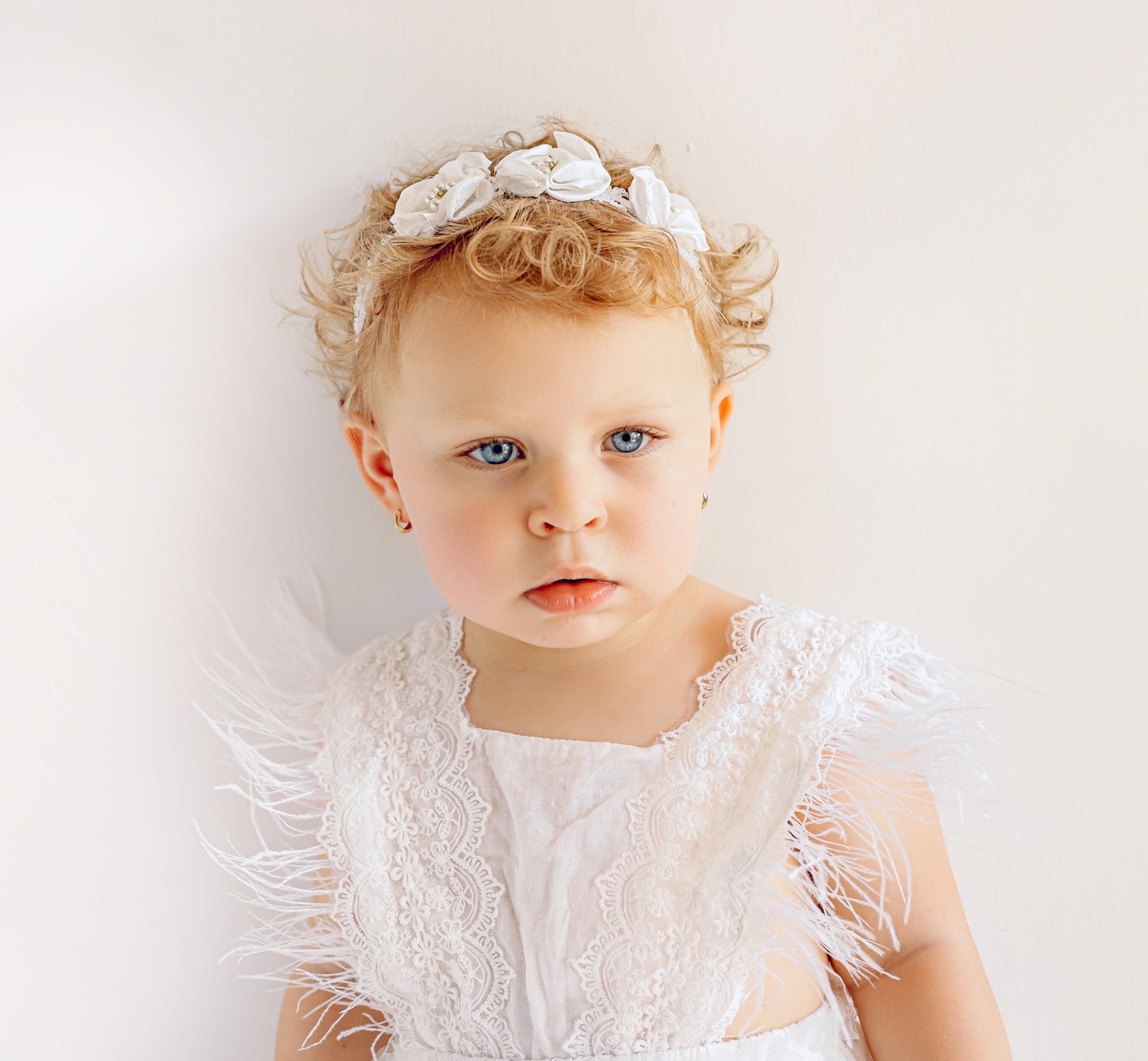Baptism White Pearls Headband,baby Girl White Hair Accessories,handmade