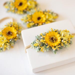 sunshine baby headband,yelow hair accessories,sunflower headband,baby girl suny tieback,accesorio para playa,photography prop,dainty baby