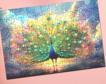 Radiant Peacock Wooden Jigsaw Puzzle for Adults – 200, 300, 500, or 1000 Pieces – Vibrant Nature Artwork Gift in Premium Box