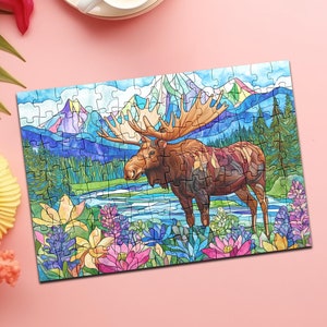 Majestic Moose Wooden Jigsaw Puzzle: Nature Artwork Gift